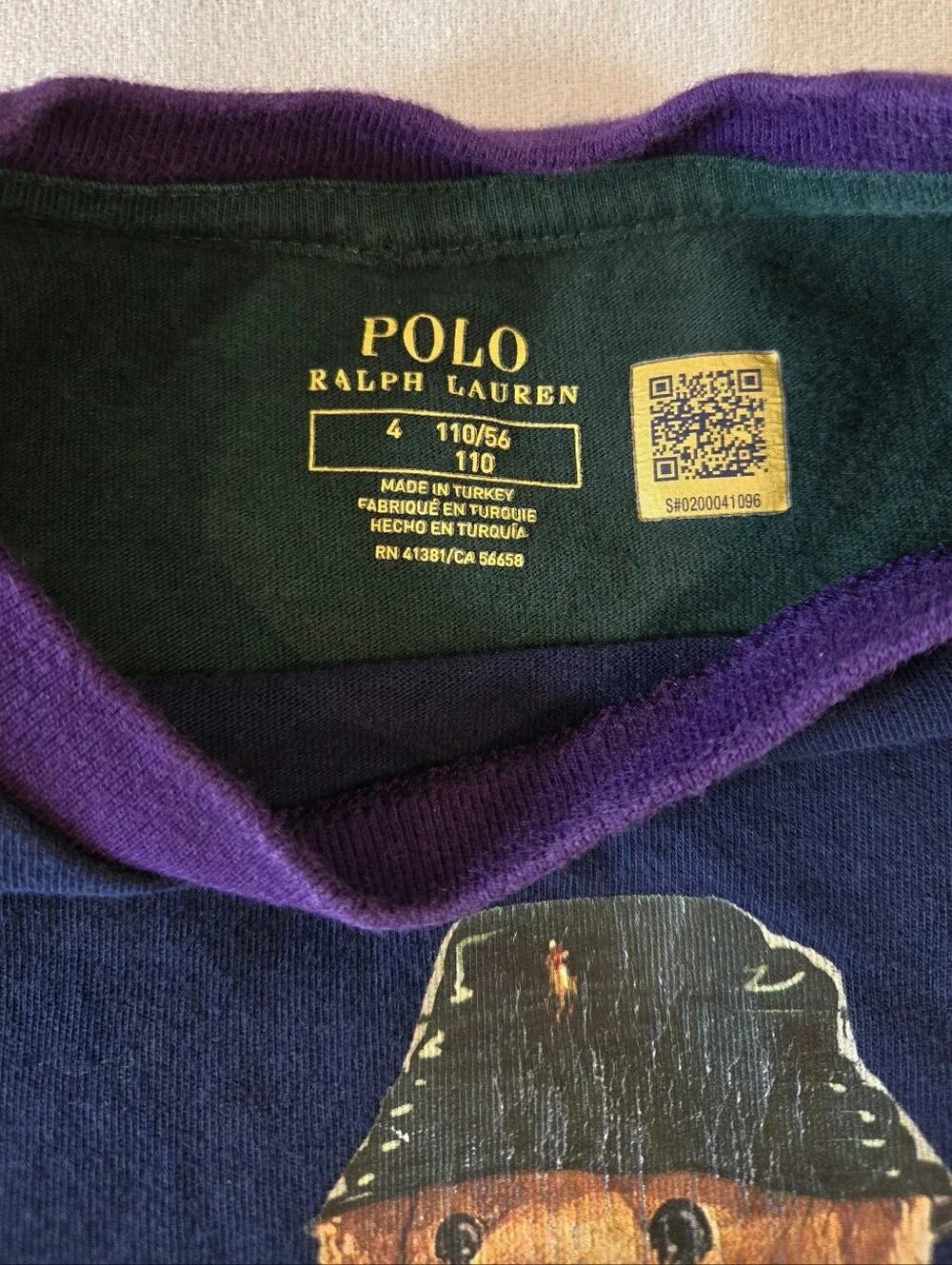 Polo Ralph Lauren Sz 4 Colorblock Preppy Polo Bear Short Sleeve Tee